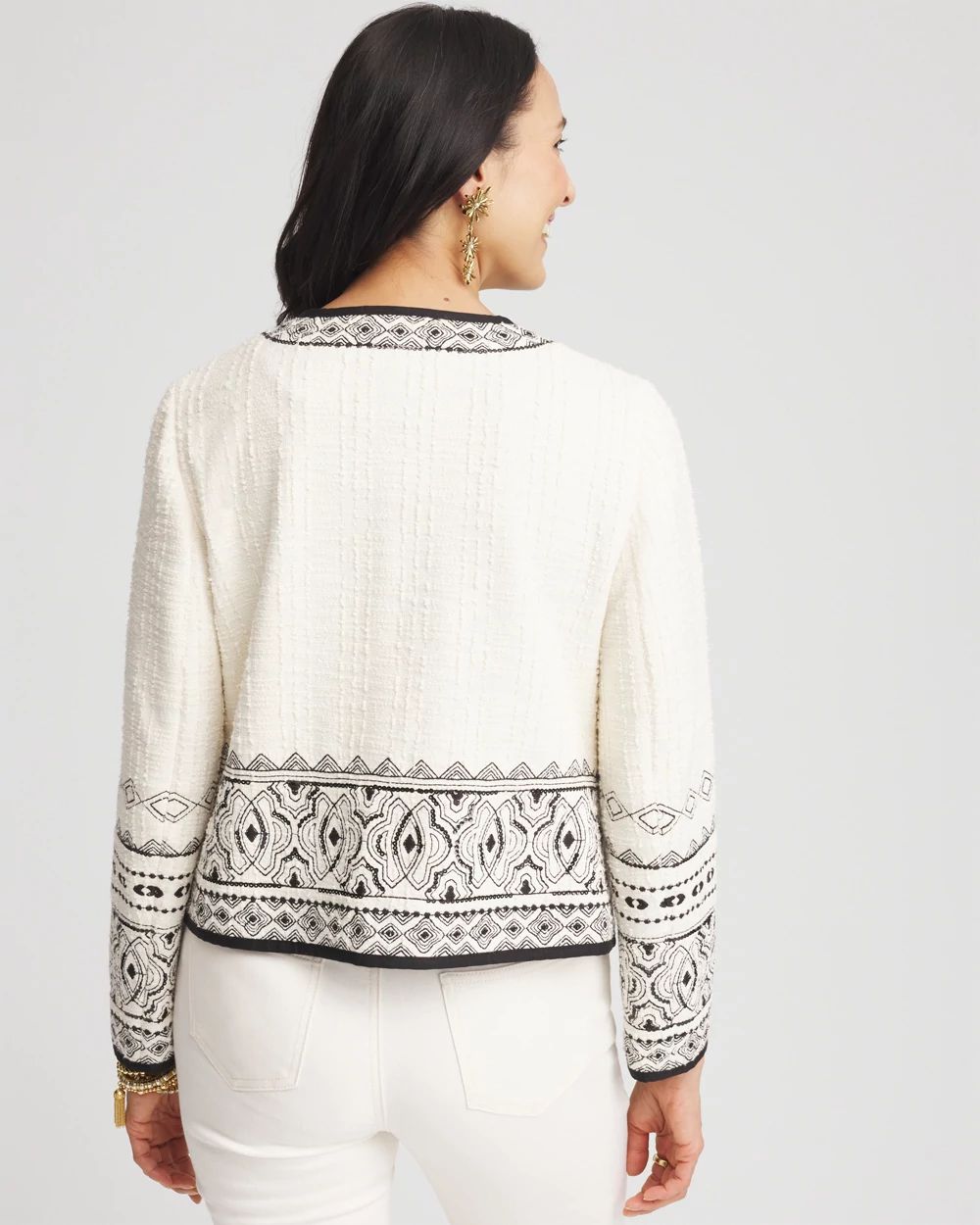 Embroidered Jacquard Tweed Jacket