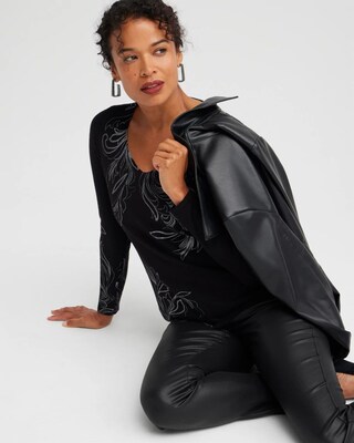 Foil Detail V-neck Pullover Sweater