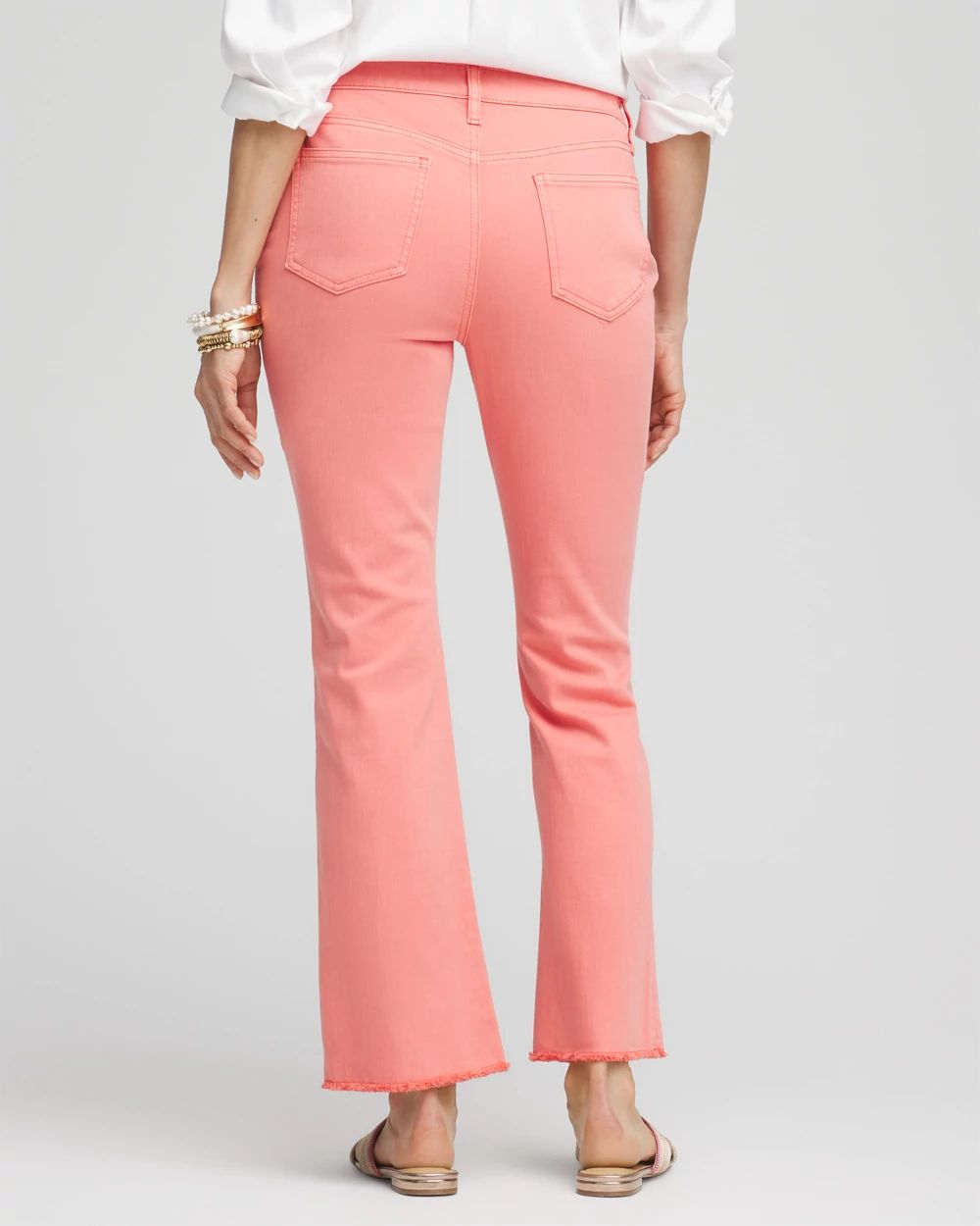 Petite Girlfriend Fray Hem Kick Flare Jeans