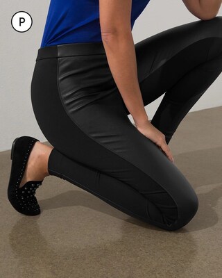 Petite Faux Leather Ponte Leggings