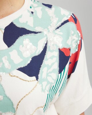 Touch of Cool™ Floral Artisan Sequin Tee click to view larger image.