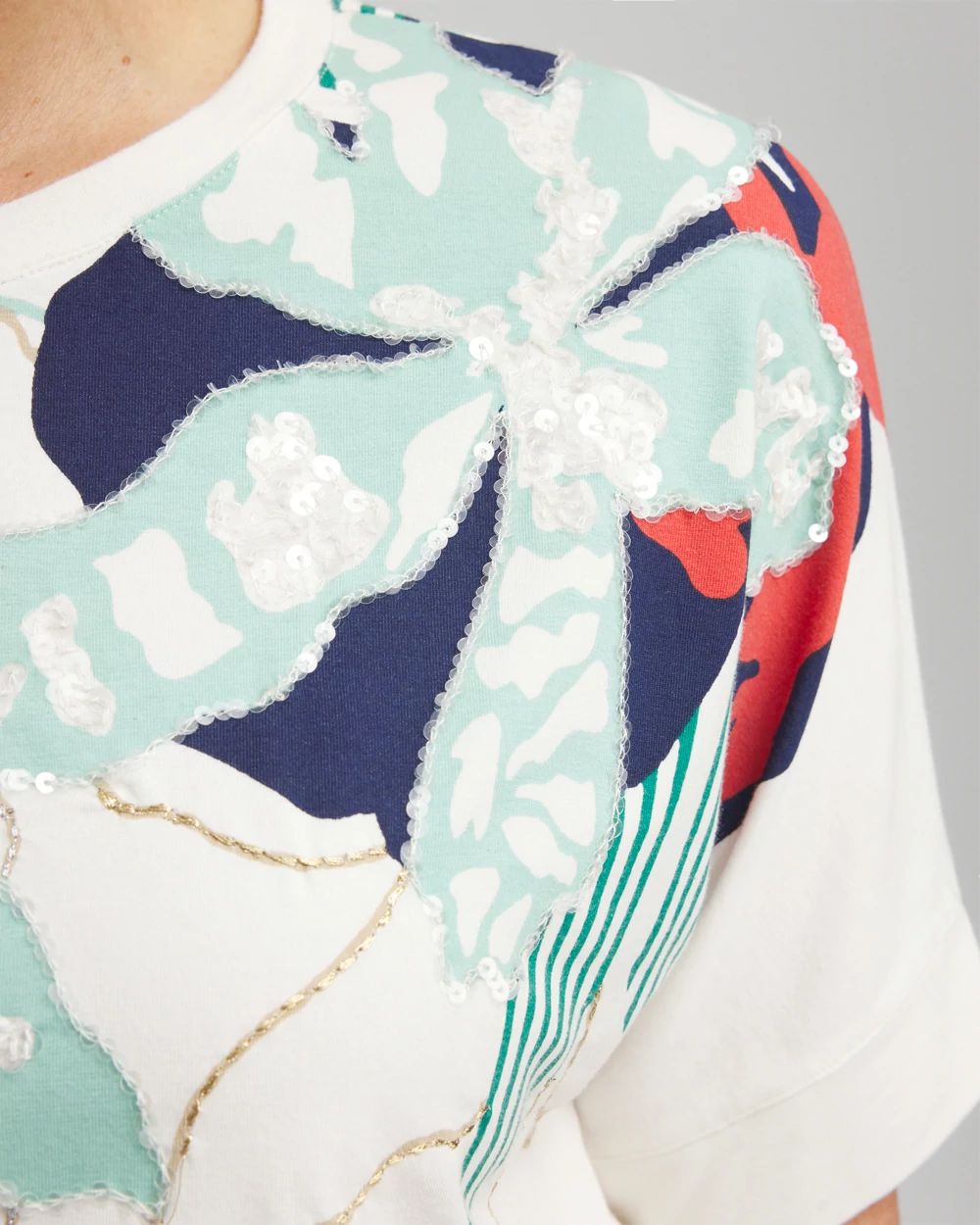 Touch of Cool™ Floral Artisan Sequin Tee click to view larger image.