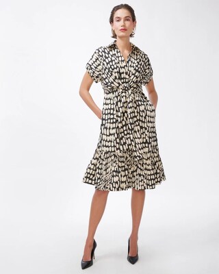 Black Label Poplin Two Tone Bow Dress