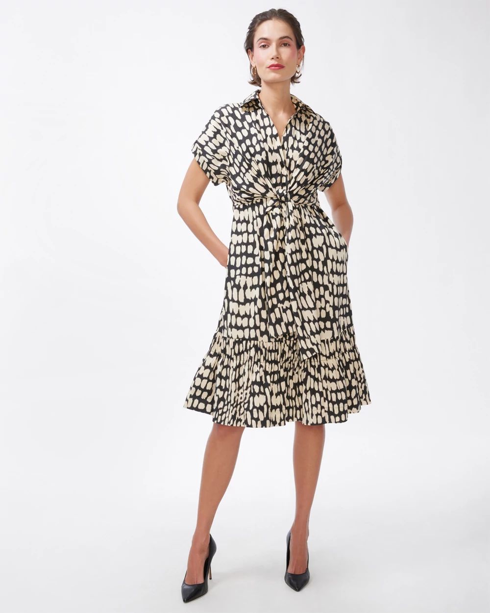 Black Label Poplin Two Tone Bow Dress