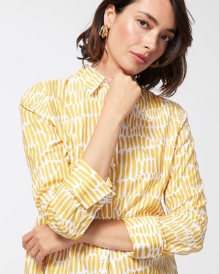 No Iron Stretch Yellow Animal Print Shirt