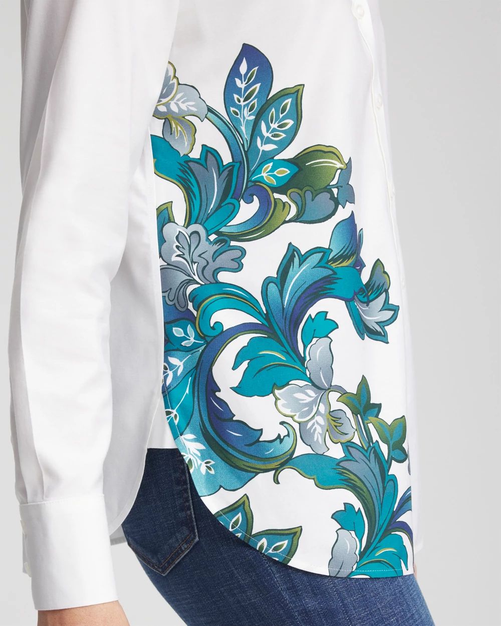 No Iron™ Floral Scrolls Shirt click to view larger image.