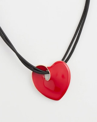 Red Enamel Heart Pendant Necklace click to view larger image.