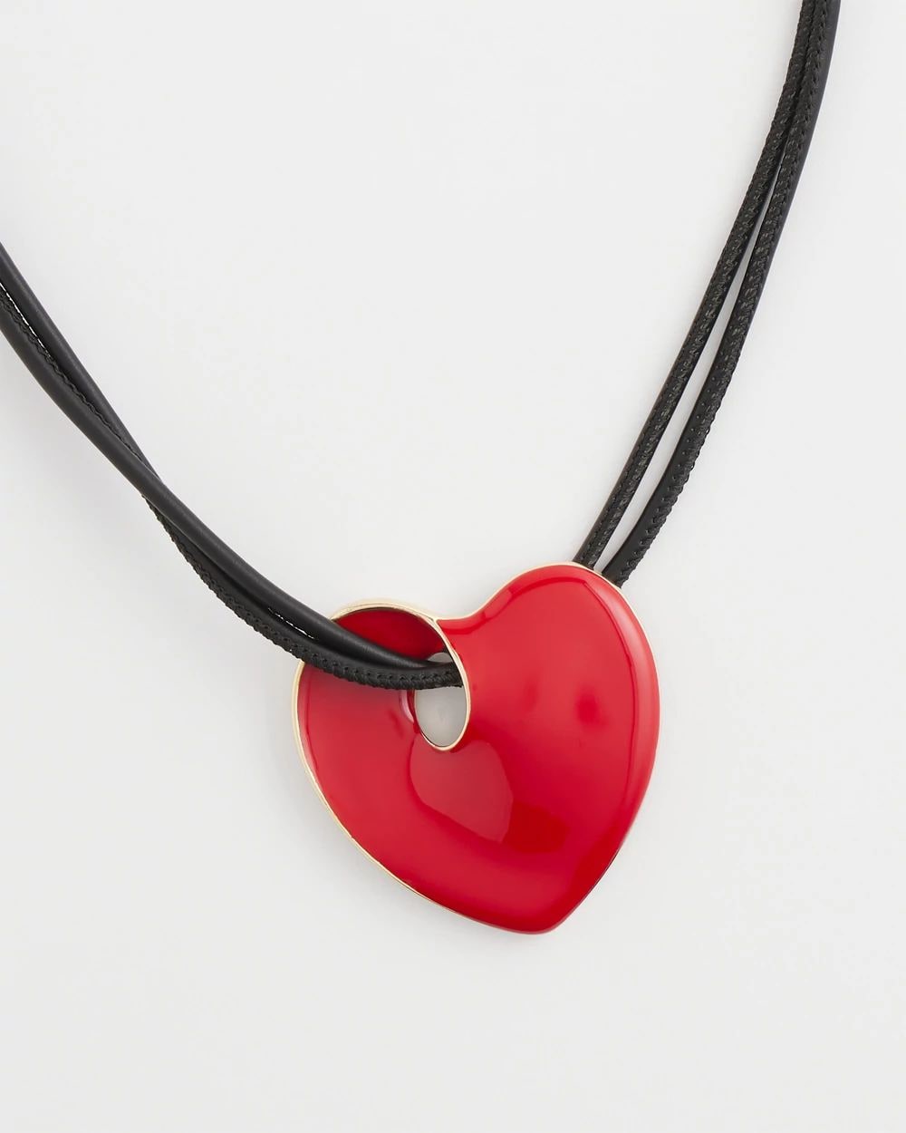Red Enamel Heart Pendant Necklace click to view larger image.