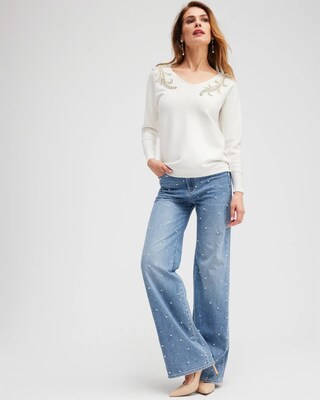 Faux Pearl Pullover Sweater