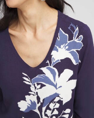 Long Sleeved Wildflower Intarsia Pullover click to view larger image.
