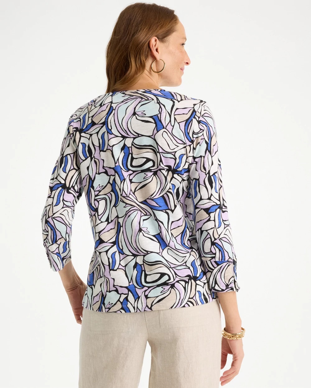 Floral Cotton Slub Henley Tee