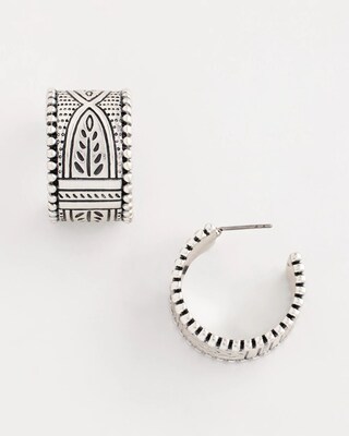 No Droop® Silvertone Wide Hoop Earrings click to view larger image.