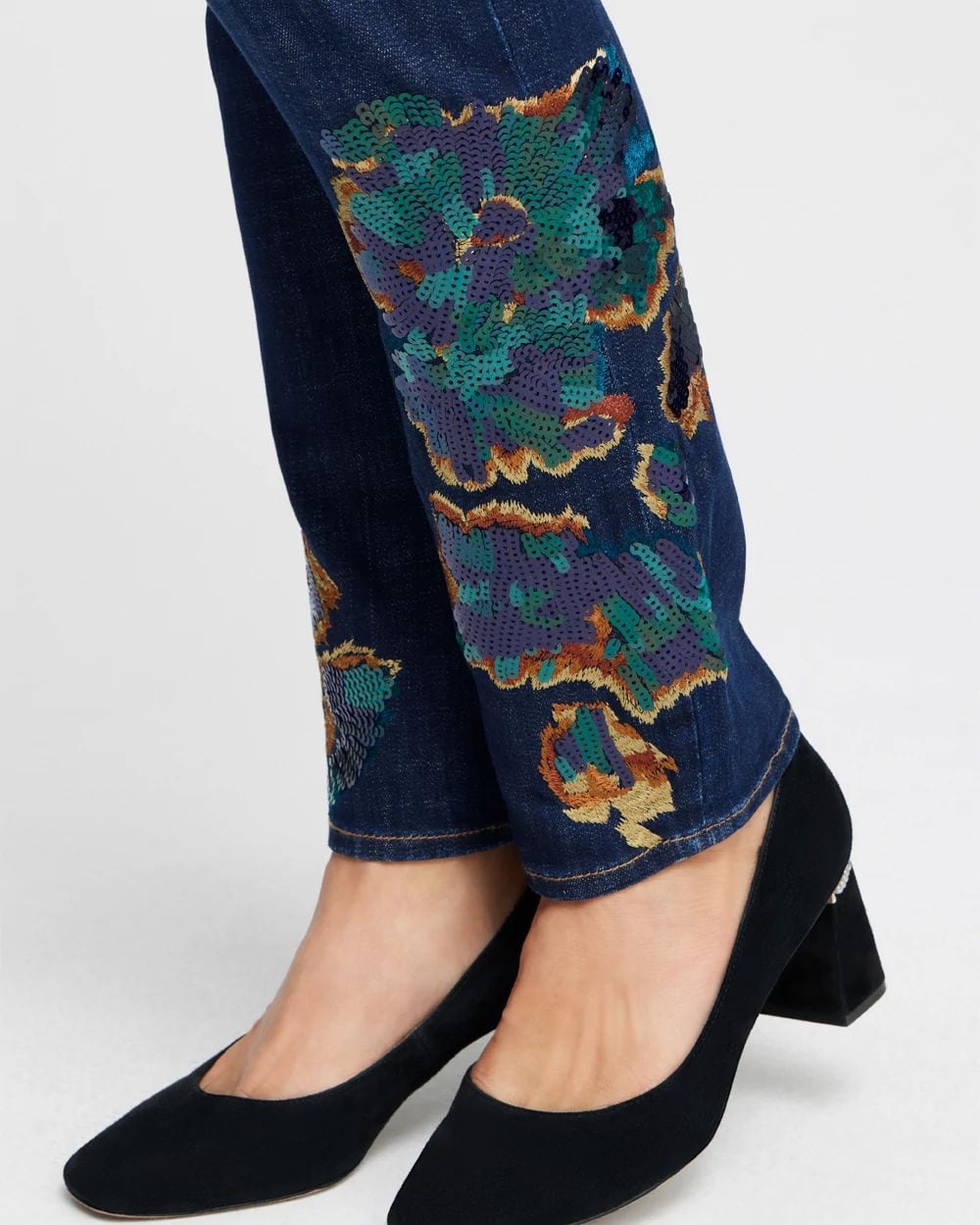 Petite Girlfriend Sequin Ankle Jeans