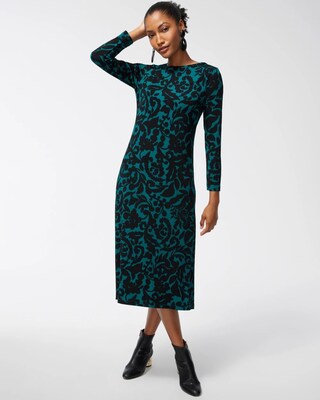 Travelers Foliage Print Midi Dress
