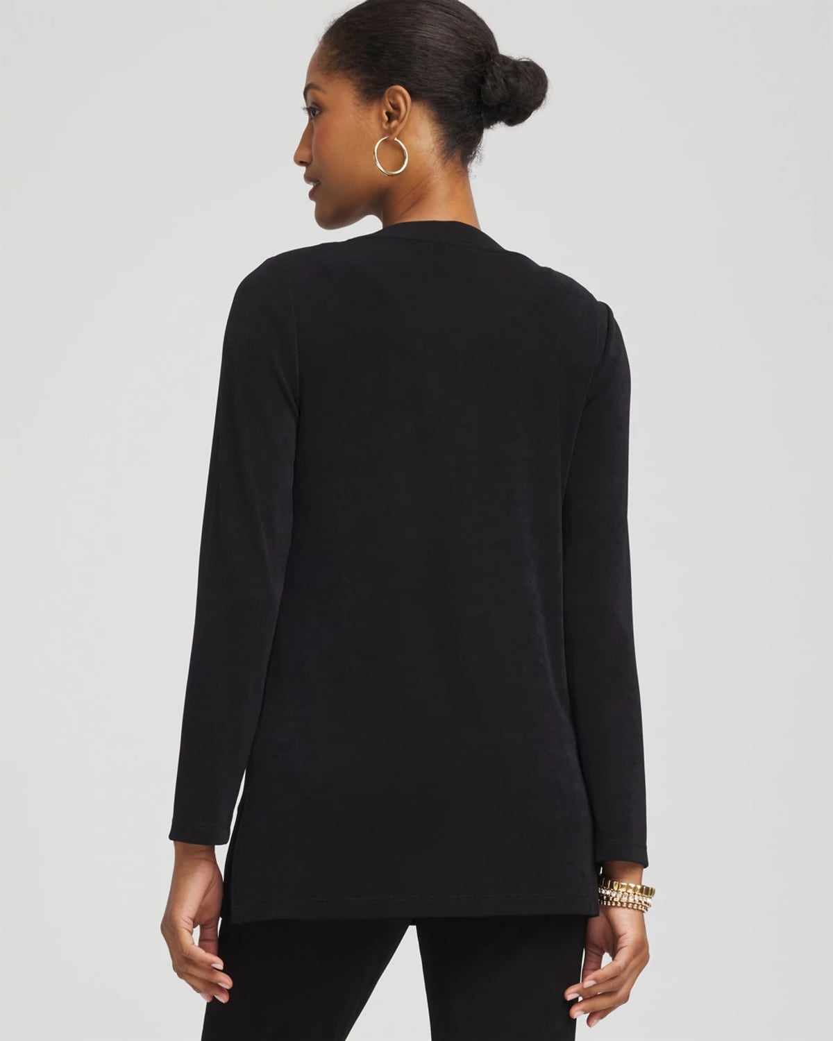 Chico's Travelers Scoopneck Shirt Jacket In Black In Blue