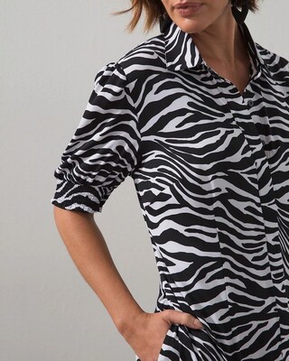 Zebra Smock Sleeve Godet Dress