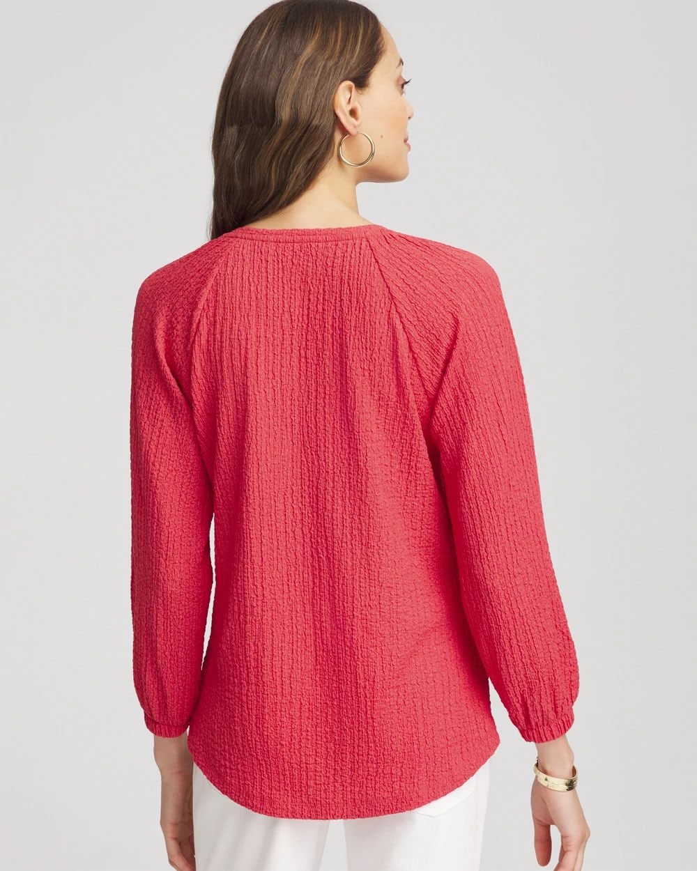 Textured Raglan V-Neck Top
