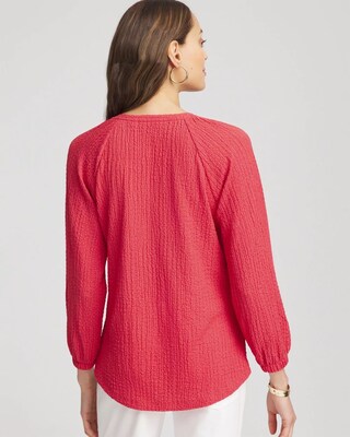 Textured Raglan V-Neck Top
