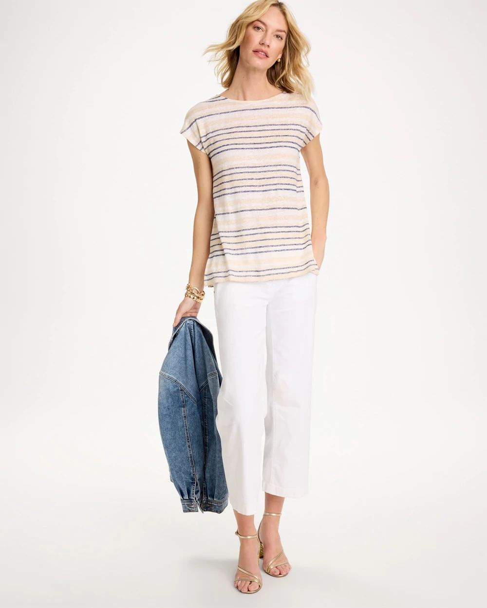 Striped Linen Dolman Tee click to view larger image.