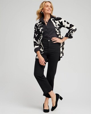 Double Knit Scroll Print Cardigan