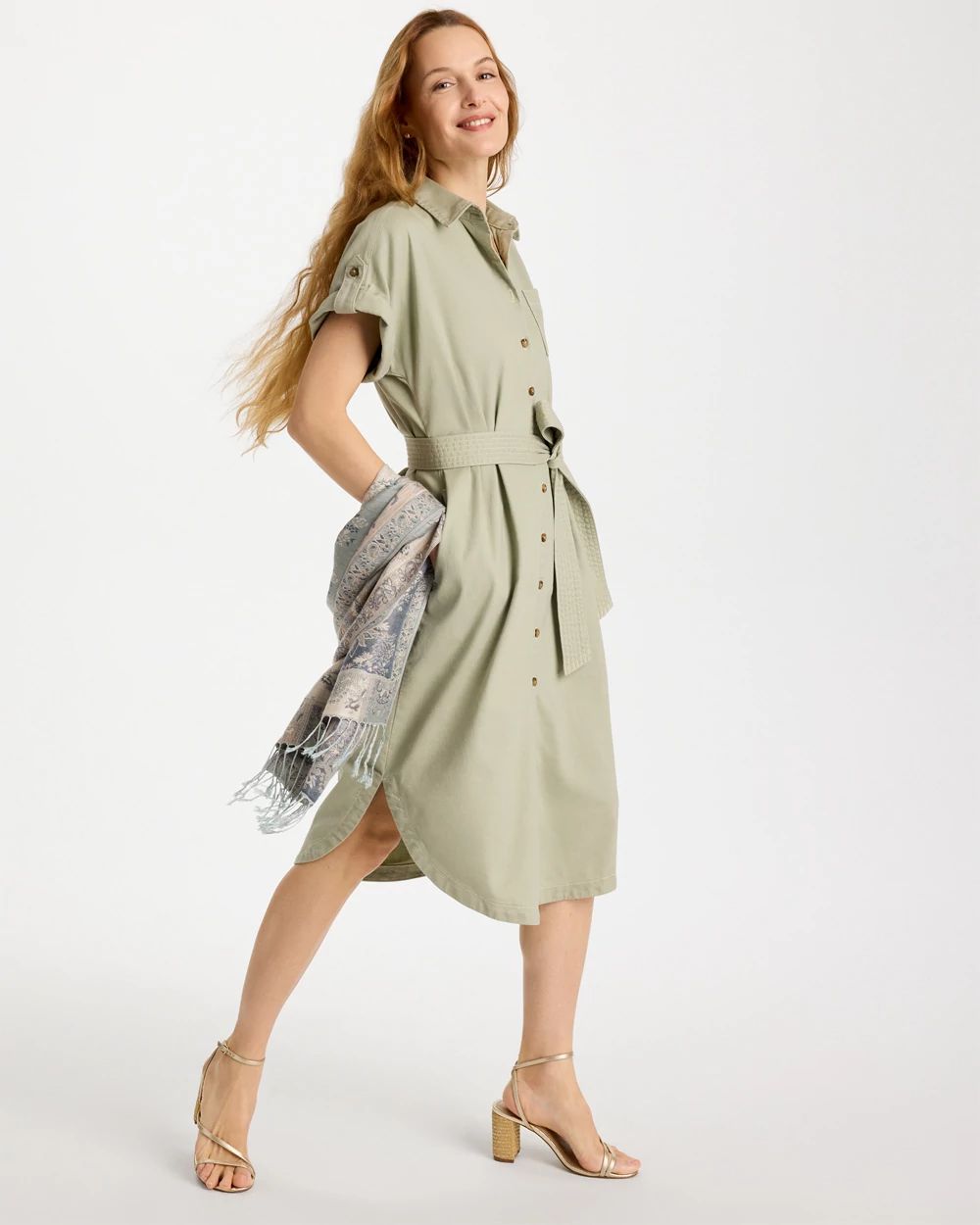 Dolman Tie Hemp Denim Shirtdress