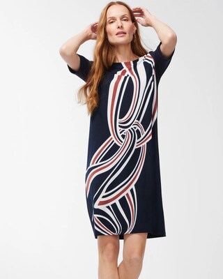 Petite Travelers Placed Print Shift Dress