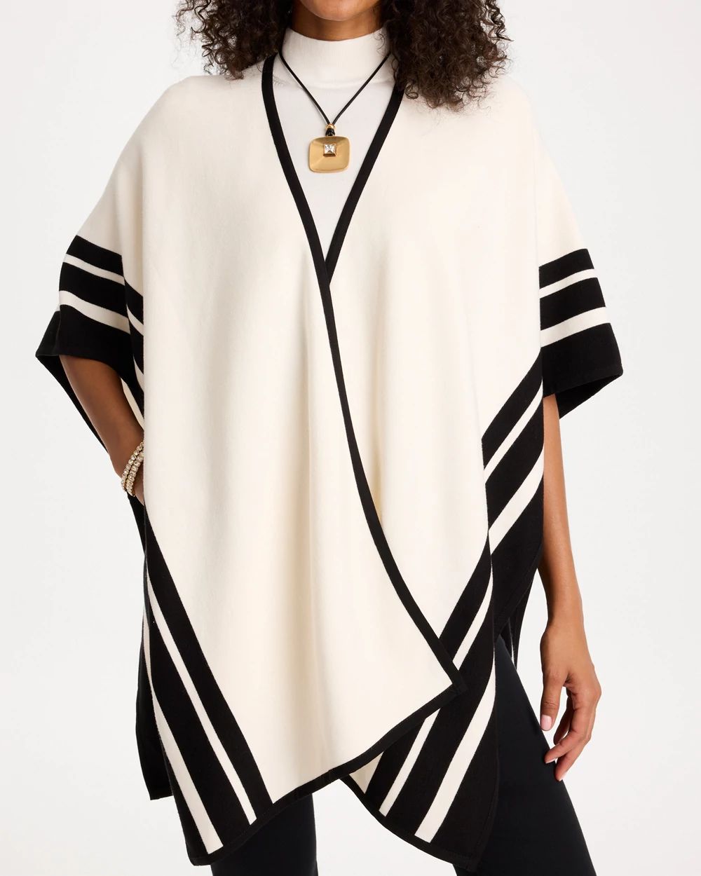 Tipped Double-Knit Ruana click to view larger image.