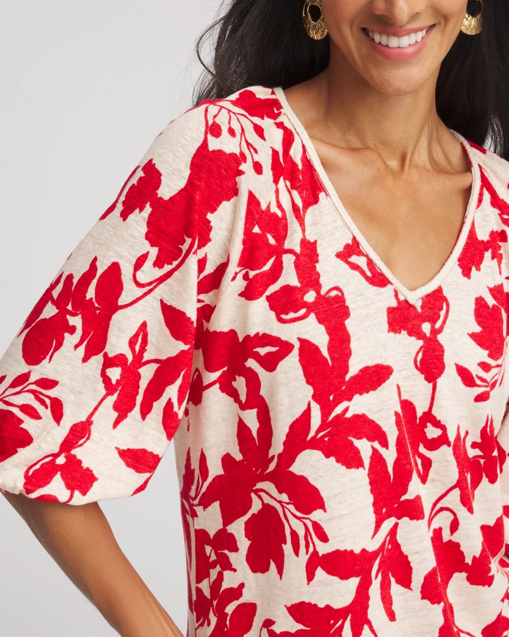 Floral Braided Linen Top