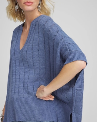 Open-Knit Splitneck Poncho click to view larger image.