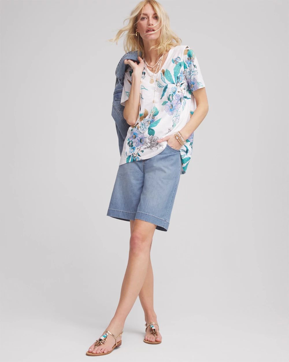 Floral Short Sleeve Forward-Seam Tee