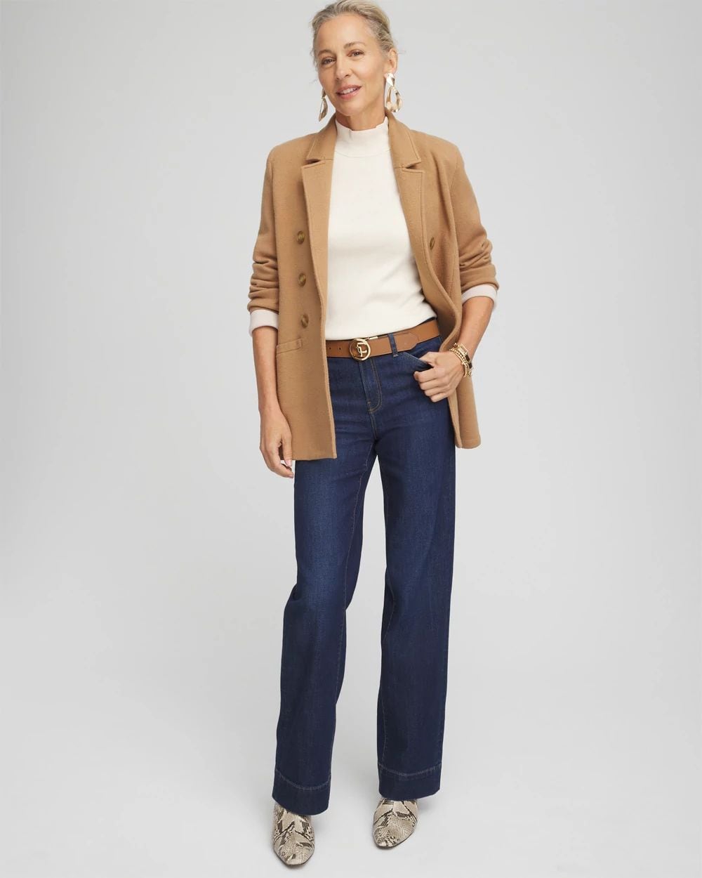 Ecovero™ Button Mock Neck Sweater