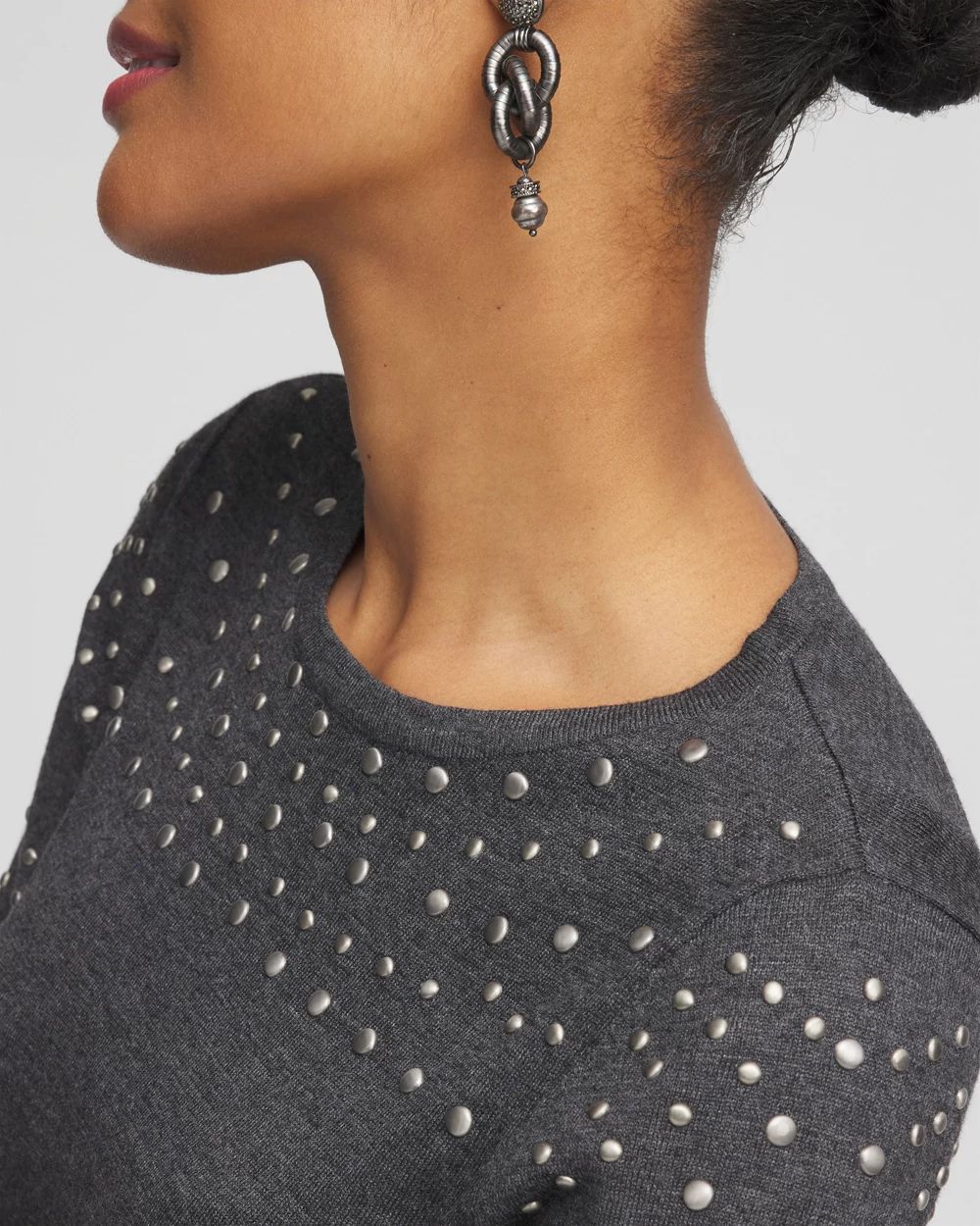 Studded Crewneck Sweater Tunic click to view larger image.