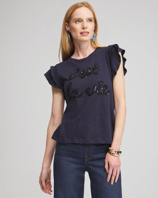Tiered Flutter Sleeve Tee