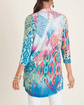Ikat-Print High-Low Hem Cardigan