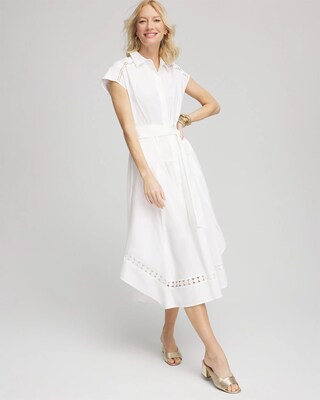 Poplin Circle Trim Maxi Shirtdress click to view larger image.