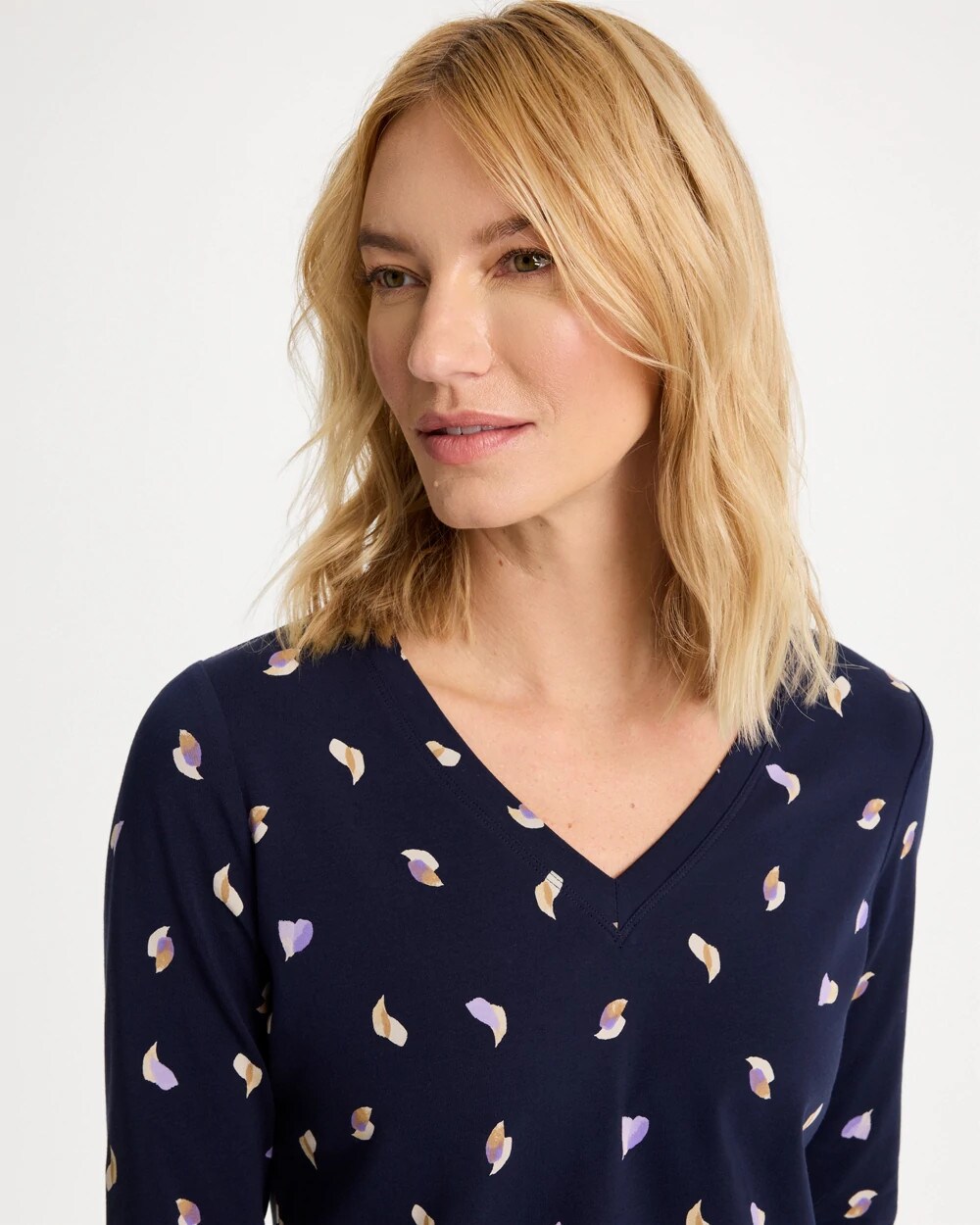 Printed Cotton Stretch 3/4 Sleeve Tee