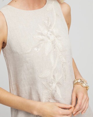 Linen Sleeveless Beaded Dress click to view larger image.