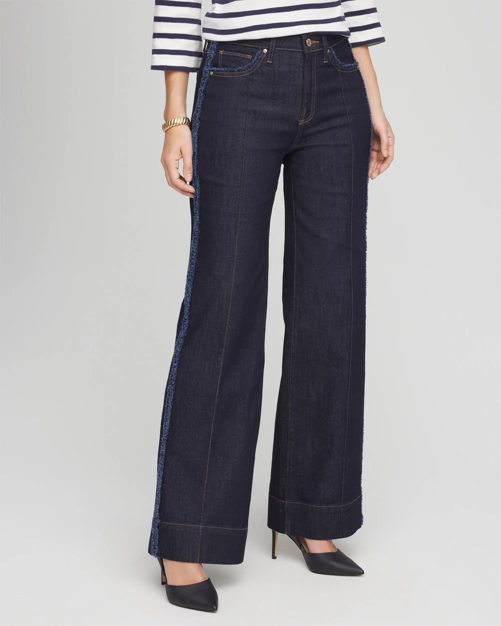 Frayed High-Rise Wide-Leg Jeans
