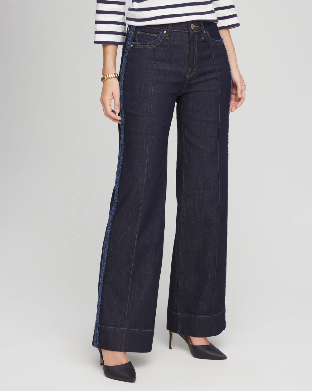 Frayed High-Rise Wide-Leg Jeans