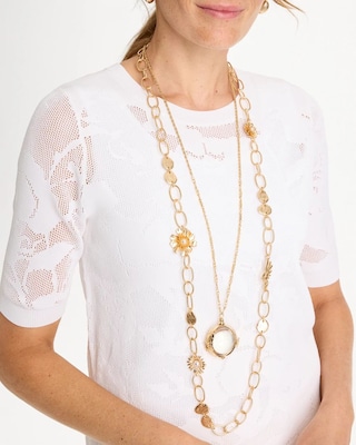 Flower Long Single-Strand Necklace click to view larger image.