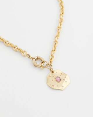 Gold and Pink Medallion Necklace click to view larger image.