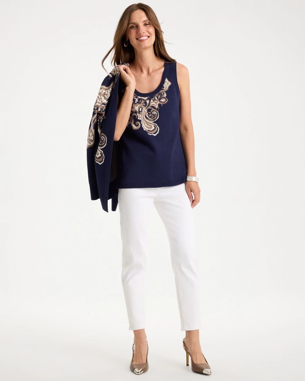 Ella Intarsia Scoopneck Sweater Tank click to view larger image.