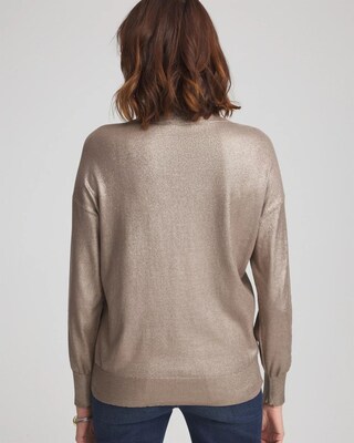 Foil V-Neck Relaxed Pullover Sweater