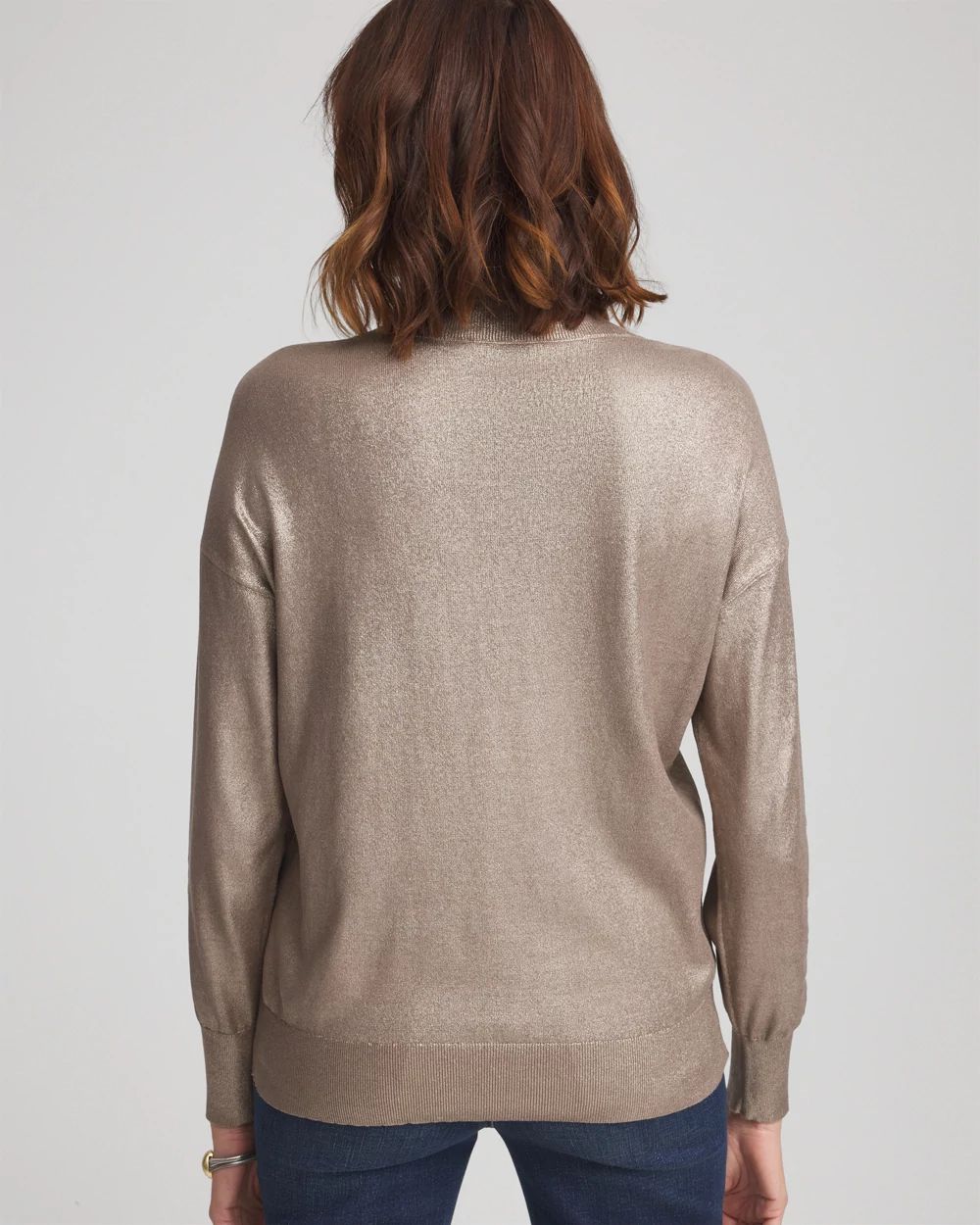Foil V-Neck Relaxed Pullover Sweater