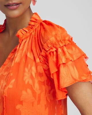 Chiffon Ruffle Neck Blouse click to view larger image.