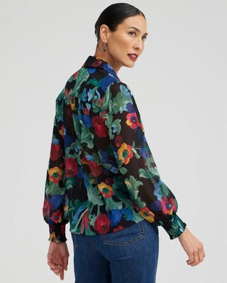 Floral Print Ruffle Shirt