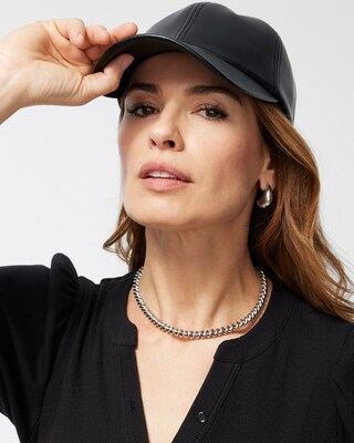 Faux Leather Baseball Cap