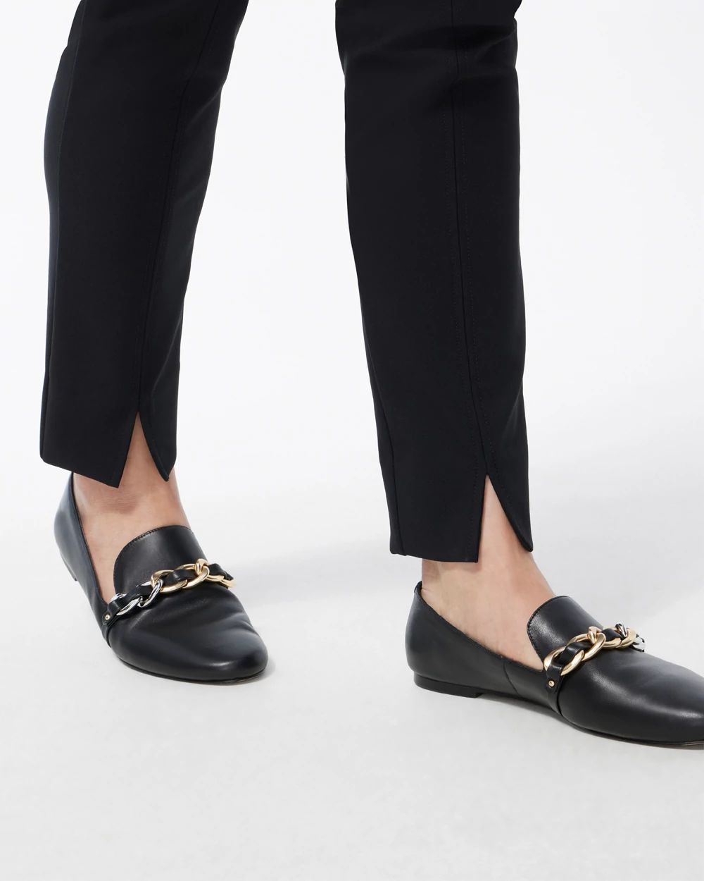 Bi-Stretch Front Seam Slit Ankle Pants