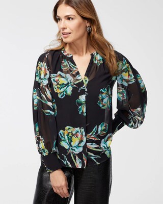 Chiffon Sheer Floral Shirt