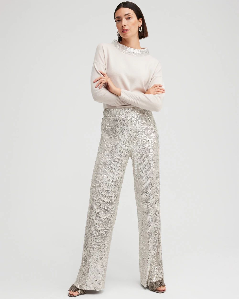 Black Label Sequin Wide Leg Pants click to view larger image.